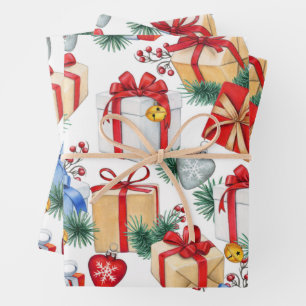 Farbenfrohe Weihnachtsgeschenke Geschenkpapier Set