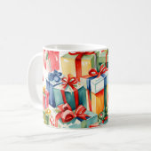 Farbenfrohe Weihnachtsgeschenke Muster Kaffeetasse (Vorderseite Links)