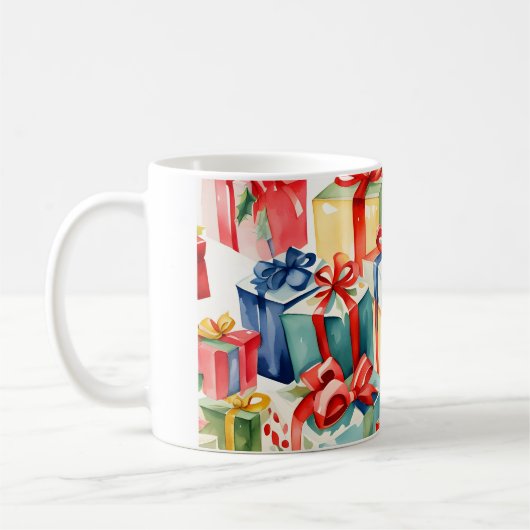 Farbenfrohe Weihnachtsgeschenke Muster Kaffeetasse (Links)