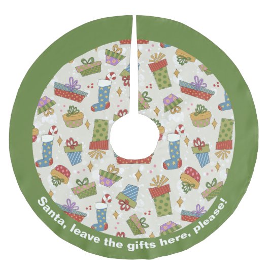 Farbenfrohe Weihnachtsgeschenke Polyester Weihnachtsbaumdecke (Vorderseite)