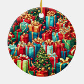 Farbenfrohe Weihnachtsgeschenke, Urlaubsmuster Keramik Ornament (Hinten)