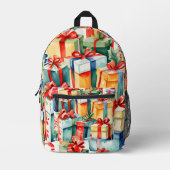 Farbenfrohe Weihnachtsgeschenke Wasserfarben Muste Bedruckter Rucksack (Vorderseite)