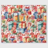 Farbenfrohe Weihnachtsgeschenke Wasserfarben Muste Geschenkpapier (Flach)