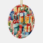 Farbenfrohe Weihnachtsgeschenke Wasserfarben Muste Keramik Ornament (Rechts)