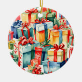 Farbenfrohe Weihnachtsgeschenke Wasserfarben Muste Keramik Ornament (Vorne)