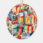 Farbenfrohe Weihnachtsgeschenke Wasserfarben Muste Keramik Ornament (Links)