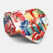 Farbenfrohe Weihnachtsgeschenke Wasserfarben Muste Krawatte (Gerollt)
