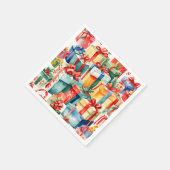 Farbenfrohe Weihnachtsgeschenke Wasserfarben Muste Serviette (Ecke)