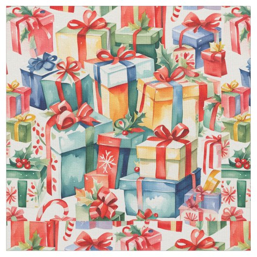 Farbenfrohe Weihnachtsgeschenke Wasserfarben Muste Stoff (Nahaufnahme)