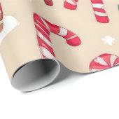 Farbenfrohe Weihnachtsgingerbrothäuser Baummuster Geschenkpapier (Rolleneckpunkt)