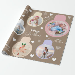 Farbenfrohe Weihnachtsglocke Foto Ornamente Braun Geschenkpapier