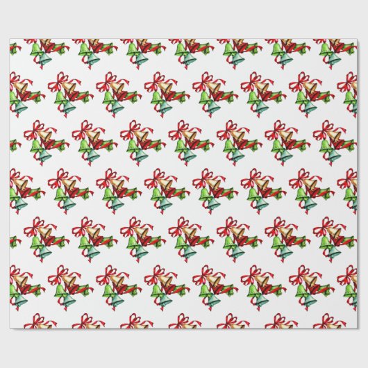 Farbenfrohe Weihnachtsglocken Retro Weihnachtsgesc Geschenkpapier (Flach)