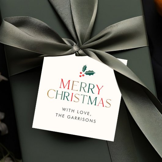 Farbenfrohe Weihnachtsgrün Blätter Geschenk Geschenkanhänger