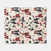 Farbenfrohe Weihnachtshunde Muster Fleecedecke (Vorderseite (Horizontal))