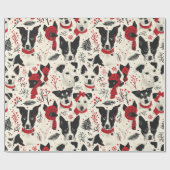 Farbenfrohe Weihnachtshunde Muster Geschenkpapier (Flach)