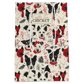 Farbenfrohe Weihnachtshunde Muster Mittlere Geschenktüte (Rückseite)