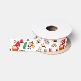 Farbenfrohe WeihnachtsIllustration Satinband