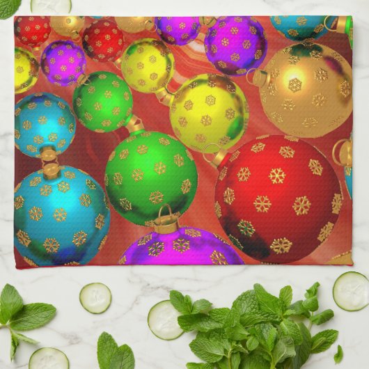 Farbenfrohe Weihnachtsjamboree Geschirrtuch (Gefaltet)