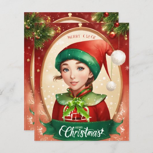 Farbenfrohe Weihnachtskarte (Vorne/Hinten)