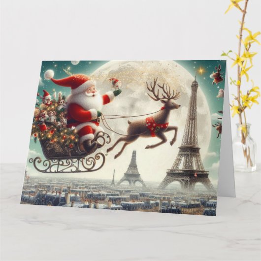 Farbenfrohe Weihnachtskarte im Pariser Ambiente Karte (Gelbe Blume)