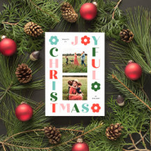 Farbenfrohe Weihnachtskarte Retro Daisy Holiday Ca