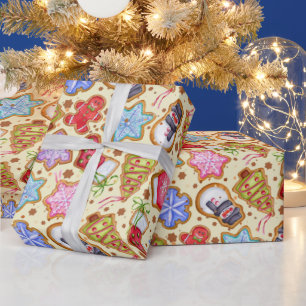 Farbenfrohe Weihnachtskekse Geschenkpapier