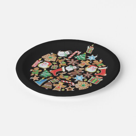 Farbenfrohe Weihnachtskekse Pappteller (Schrägansicht)