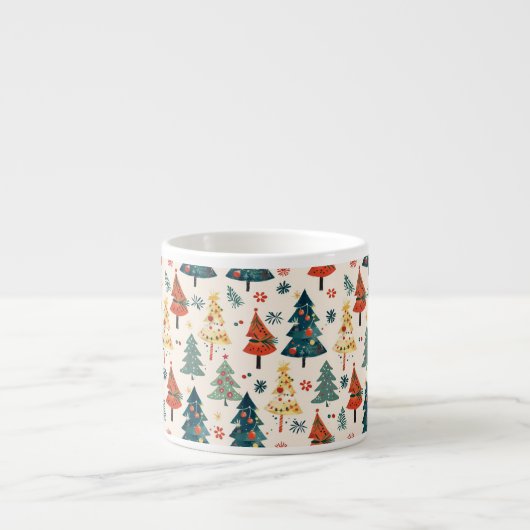 Farbenfrohe Weihnachtskiefern Nahtloses Muster Espressotasse (Vorderseite)