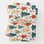 Farbenfrohe Weihnachtskiefern Nahtloses Muster Geschenkpapier Set (Beispiel)