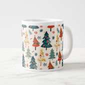 Farbenfrohe Weihnachtskiefern Nahtloses Muster Jumbo-Tasse (Vorderseite Rechts)