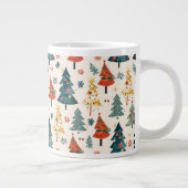 Farbenfrohe Weihnachtskiefern Nahtloses Muster Jumbo-Tasse (Rechts)