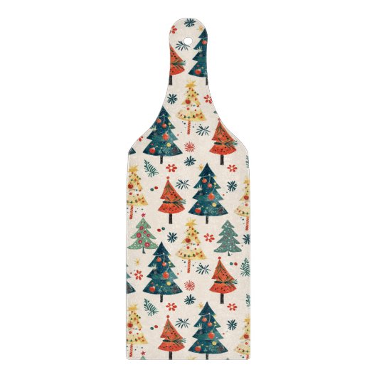 Farbenfrohe Weihnachtskiefern Nahtloses Muster Schneidebrett (Vorderseite)