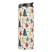 Farbenfrohe Weihnachtskiefern Nahtloses Muster Thermosbecher (Nach links gedreht)