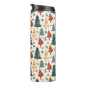 Farbenfrohe Weihnachtskiefern Nahtloses Muster Thermosbecher (Nach rechts gedreht)