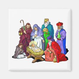 Farbenfrohe Weihnachtskrippe Magnet