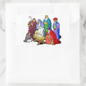 Farbenfrohe Weihnachtskrippe Rechteckiger Aufkleber (Tasche)