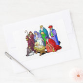 Farbenfrohe Weihnachtskrippe Rechteckiger Aufkleber (Umschlag)