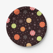 Farbenfrohe Weihnachtskuchen mit Schneeflocke Pappteller (Vorderseite)