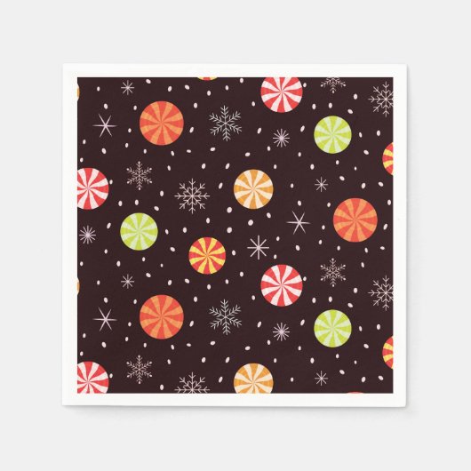 Farbenfrohe Weihnachtskuchen mit Schneeflocke Serviette (Vorderseite)
