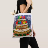 Farbenfrohe Weihnachtskuchen Tote Tasche (Von Nahem)