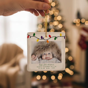 Farbenfrohe Weihnachtsleuchten des Babys Keramikornament