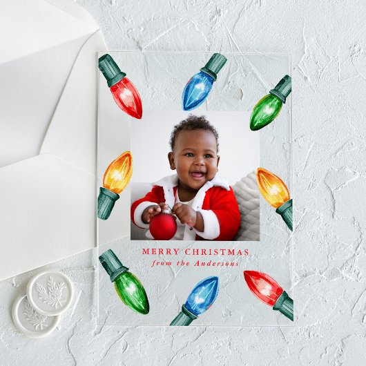 Farbenfrohe Weihnachtslichter Akropolis Foto Acryleinladungen