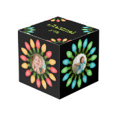 Farbenfrohe Weihnachtslichter Grafischer Foto Cube Würfel (Vorderseite Schrägansicht)