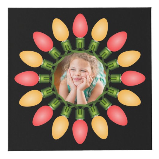 Farbenfrohe Weihnachtslichter Grafischer Foto Cube Würfel (Vorderseite)