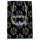 Farbenfrohe Weihnachtslichter Schneeflocke Mittlere Geschenktüte (Vorderseite)