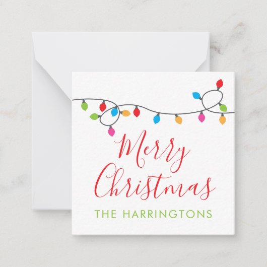 Farbenfrohe Weihnachtslichtkarten Mitteilungskarte (Vorderseite)