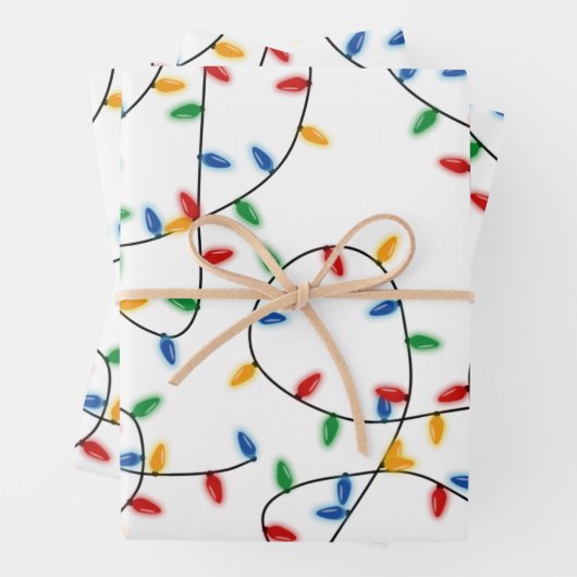 Farbenfrohe Weihnachtslichtmuster Geschenkpapier Set (Beispiel)