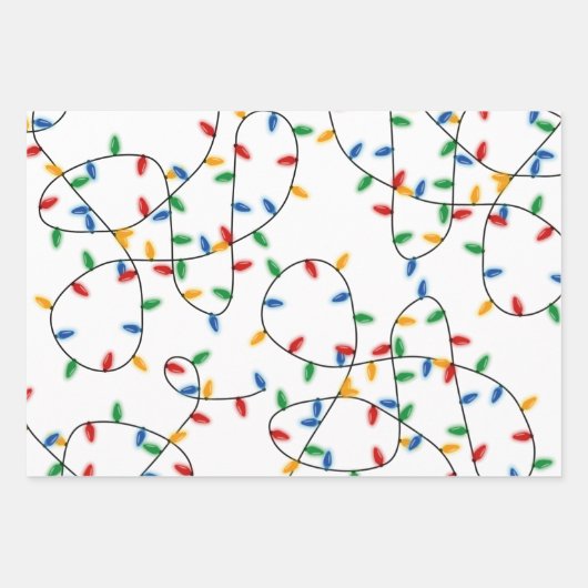 Farbenfrohe Weihnachtslichtmuster Geschenkpapier Set (Vorderseite)