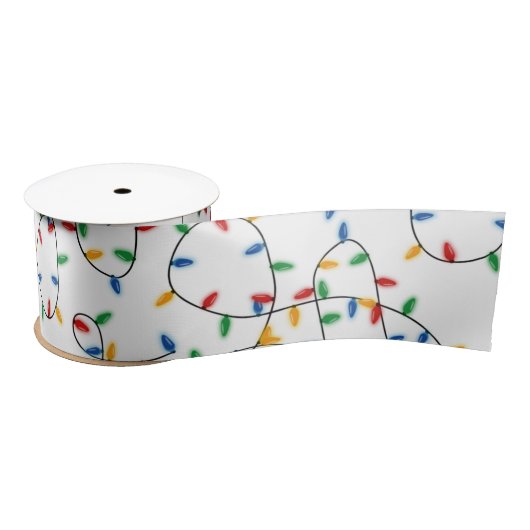 Farbenfrohe Weihnachtslichtmuster Satinband (Spule)