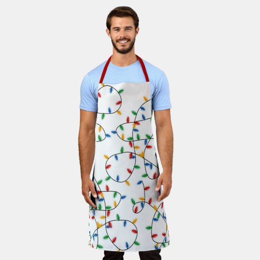 Farbenfrohe Weihnachtslichtmuster Schürze (Getragen)